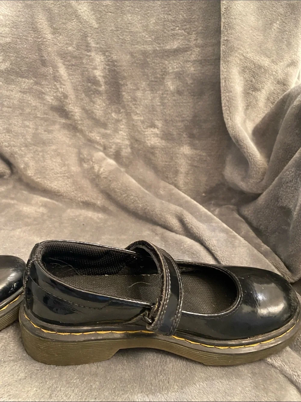 Dr. Martens Black Patent Mary Jane Kids Shoes with Strap